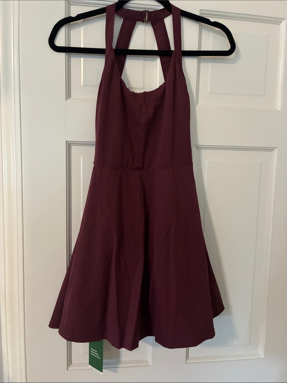 Halara easy peasy Halter Skater Dress in Deep Wine